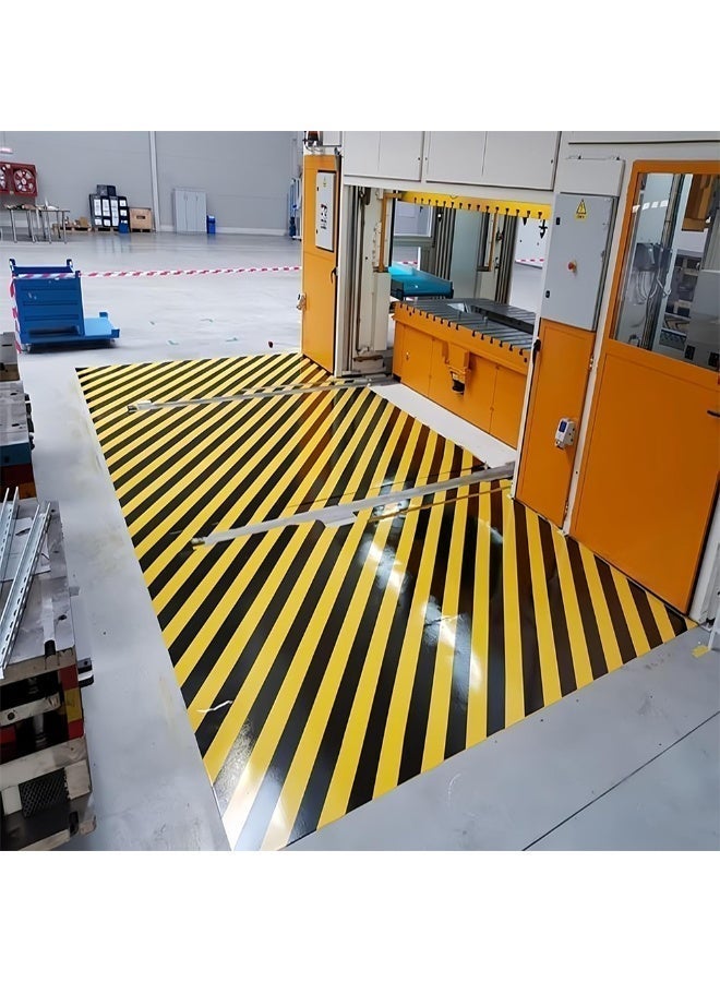 شريط أمان أسود وأصفر للتحذير لوضع علامات على الأرضية، شريط تحذير قوي لاصق ومقاوم للماء لمصانع الجراجات والمستودعات والأرضيات الخارجية (5 سم × 33 م/2 بوصة × 110 قدم) - Image 3